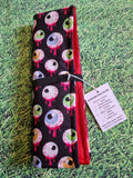 Black with Creepy Eyeball Halloween Print Handmade Waterproof Base Sit Mat - Great for Picnics