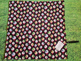 Black with Creepy Eyeball Halloween Print Handmade Waterproof Base Sit Mat - Great for Picnics