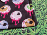 Black with Creepy Eyeball Halloween Print Handmade Waterproof Base Sit Mat - Great for Picnics