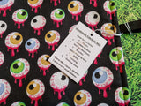 Black with Creepy Eyeball Halloween Print Handmade Waterproof Base Sit Mat - Great for Picnics