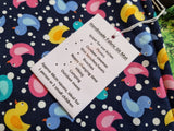 Navy Blue with Multicoloured Rubber Duck Print Handmade Waterproof Base Sit Mat - Great for Picnics