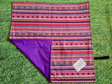 Pink & Purple Patterned Stripe Print Handmade Waterproof Base Sit Mat - Great for Picnics