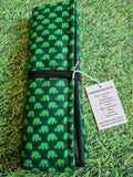 Green Elephant Print Handmade Waterproof Base Sit Mat - Great for Picnics