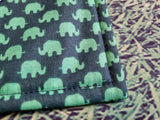 Green Elephant Print Handmade Waterproof Base Sit Mat - Great for Picnics