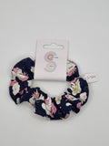 S1329 - Navy Blue with Unicorn Print Handmade Fabric Hair Scrunchies