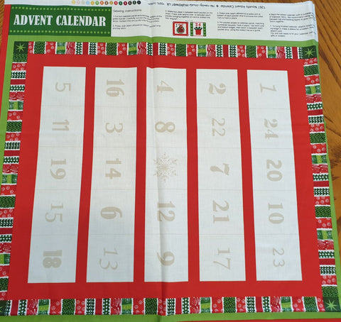 Novelty Christmas Advent Calendar Fabric Panel