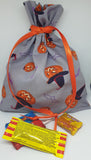 Handmade Grey Halloween Print Trick or Treat / Gift Bag