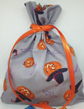 Handmade Grey Halloween Print Trick or Treat / Gift Bag