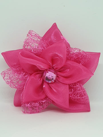 Handmade Pink Flower Hair Clip