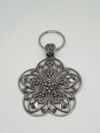 Large Silver Colour Flower Filigree Keyring