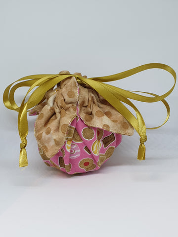 C1027 - Handmade Chocolate Orange / Bath Bomb Fabric Gift Pouch / Cover