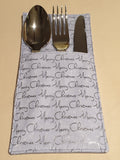 Handmade Fabric Christmas Cutlery Holder / Pouch Tableware