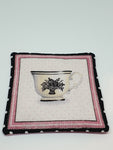 Handmade Pink & White Teacup Design Fabric Coasters