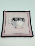 Handmade Pink & White Teacup Design Fabric Coasters