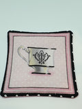 Handmade Pink & White Teacup Design Fabric Coasters