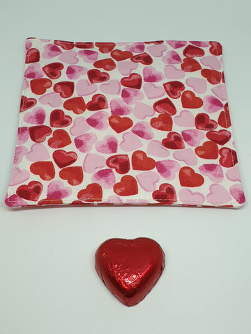 Handmade Fabric Hearts Coaster - Valentine's Day / St Dwynwen's Day