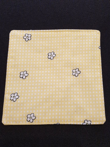 Handmade Fabric Coaster - Yellow Check with Daisy Print