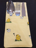 Handmade Easter Chick Fabric Cutlery Holder / Pouch Tableware