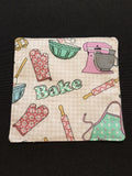 Handmade Fabric Coaster - Pink with Baking Theme Design