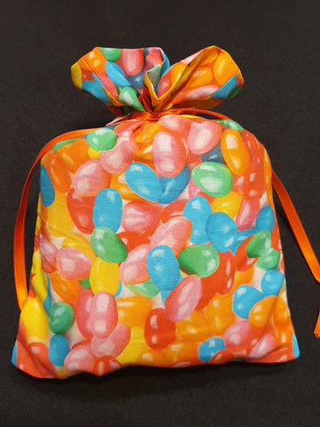 Small Handmade Bright Colour Sweetie Design Fabric Drawstring Gift Bag / Pouch