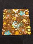 Handmade Fabric Coaster - Birdhouse Print with Brown Back