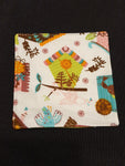 Handmade Fabric Coaster - Birdhouse Print with Lime Back