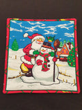 Handmade Santa / Snowman Fabric Small Mug Rug or Giant Coaster