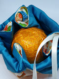 C1079 - Handmade Chocolate Orange / Bath Bomb Fabric Gift Pouch / Cover