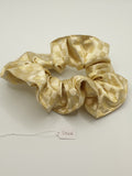 S1006 - Gold Colour Square Design Handmade Fabric Hair Scrunchies