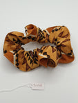 S1008 - Brown with Aztec Like Print Handmade Fabric Hair Scrunchies