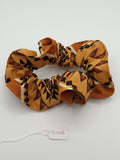 S1008 - Brown with Aztec Like Print Handmade Fabric Hair Scrunchies