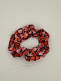 S1014 - Black with Red & Pink Heart Print Handmade Fabric Hair Scrunchies