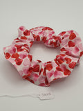 S1015 - White with Red & Pink Heart Print Handmade Fabric Hair Scrunchies