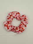 S1015 - White with Red & Pink Heart Print Handmade Fabric Hair Scrunchies