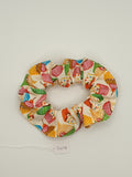 S1016 - Off White with Multicoloured Cupcake Print Handmade Fabric Hair Scrunchies