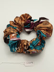 S1019 - Silky Multicoloured Flower Print Handmade Fabric Hair Scrunchies