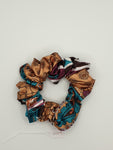 S1019 - Silky Multicoloured Flower Print Handmade Fabric Hair Scrunchies