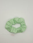 S1025 - Mint Green with Tiny White Polka Dot Print Handmade Fabric Hair Scrunchies