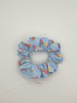 S1027 - Light Blue with Lemon & Watermelon Print Handmade Fabric Hair Scrunchies