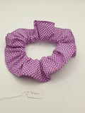 S1041 - Purple with Tiny White Polka Dot Print Handmade Fabric Hair Scrunchies