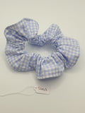 S1043 - Pale Cornflower Blue & White Gingham / Check Print Handmade Fabric Hair Scrunchies