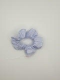 S1043 - Pale Cornflower Blue & White Gingham / Check Print Handmade Fabric Hair Scrunchies