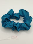 S1047 - Silky Turquoise Blue Handmade Fabric Hair Scrunchies