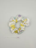 S1048 - Silky White with Pastel Colour Circles Handmade Fabric Hair Scrunchies