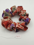 S1049 - Silky Multicoloured Flower Pattern Handmade Fabric Hair Scrunchies