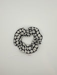 S1050 - Black with White Circle Print Handmade Fabric Hair Scrunchies