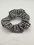 S1051 - Black & White Gingham / Check Print Handmade Fabric Hair Scrunchies