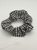 S1051 - Black & White Gingham / Check Print Handmade Fabric Hair Scrunchies