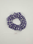 S1053 - Purple & White Gingham / Check Print Handmade Fabric Hair Scrunchies