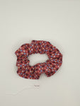 S1070 - Dark Pink with Multicoloured Cross Pattern Print Handmade Fabric Hair Scrunchies